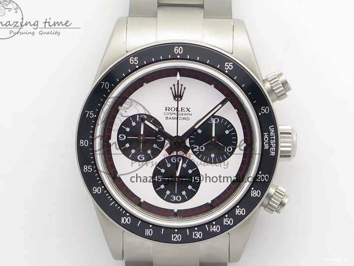 1225 Daytona Newman Sandblasted SS White Black Dial On SS Bracelet A Functional 3522